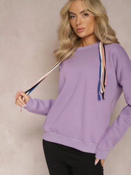 Jasnofioletowa Bluza z Sznurkami i Kapturem Tyche fioletowa