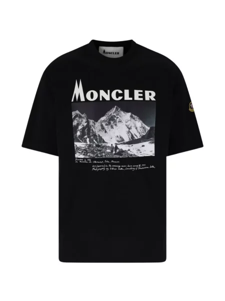 Scurt tricou Moncler cu imagine din jerseu negru