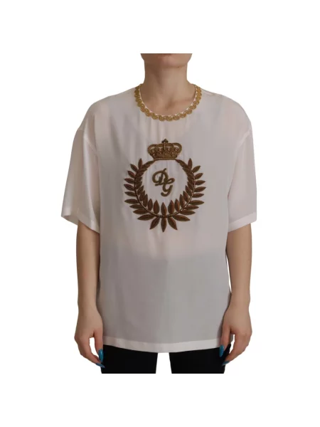 Haftowana koszulka Dolce And Gabbana biznesowa biała