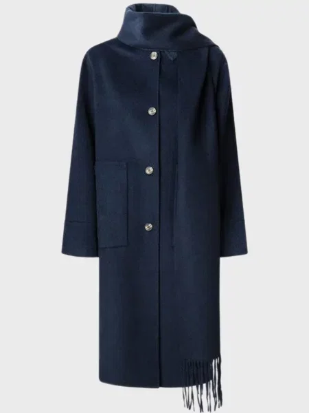 Вовняне пальто Pepe Jeans синє