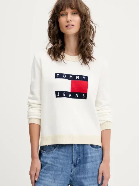 Tommy Jeans pulover bej