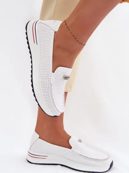 Mocasini Evento din piele alb