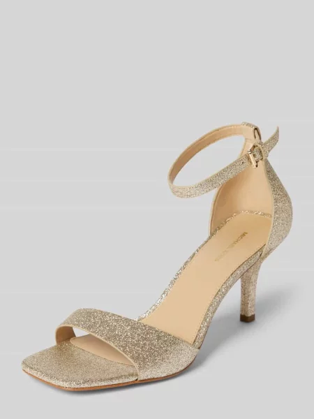 Lniane sandały Michael Michael Kors z paskiem żółte