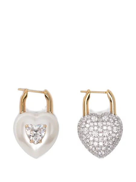 Cercei Swarovski cu motiv cu inimi auriu