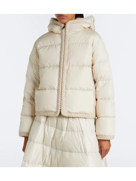 Geacă cu puf Moncler cu glugă bej