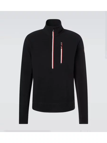 Polovična zadrga termo spodnje perilo Moncler Grenoble iz flisa črna