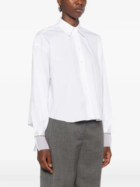 Cămașă Brunello Cucinelli din organza alb