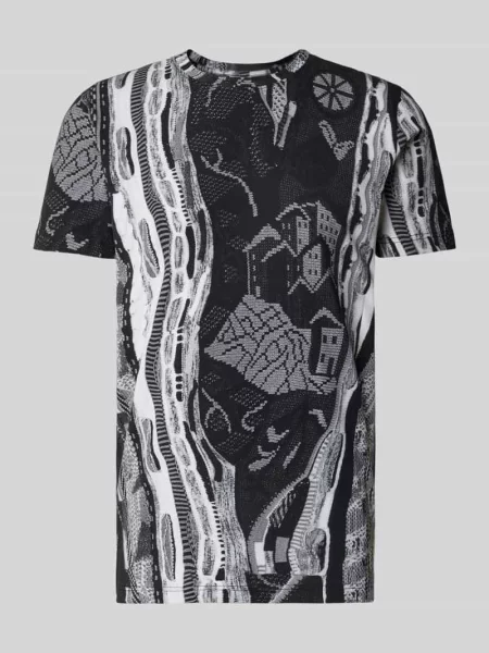 T-shirt z prążkowanym okrągłym dekoltem Carlo Colucci
