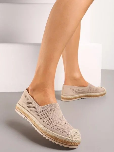 Espadrile deschis pe talpă impletita cu partea superioară din plasă Uraian bej