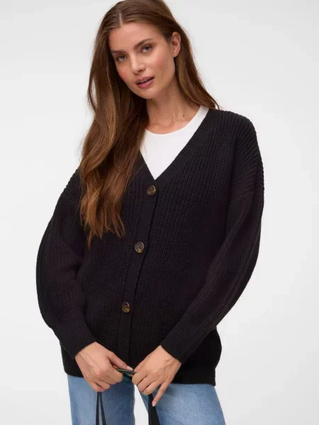 VERO MODA Geacă tricotată VMLEA' negru