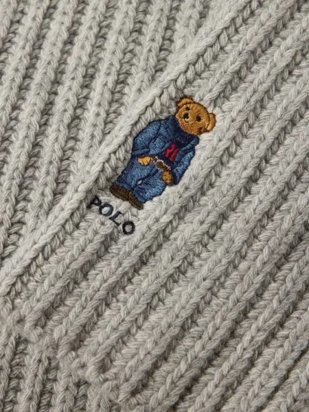 Szal z mieszanki wełny z haftem Polo Bear Polo Ralph Lauren szara