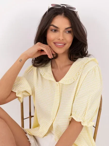 Bluză Italy Moda cu mâneci balon galben