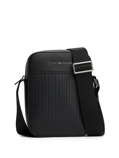 Geantă crossover Tommy Hilfiger Th Woven Mini Reporter negru