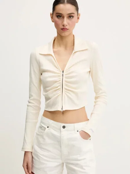 Жилетка Guess Originals от лека материя бежово