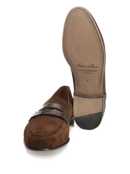 Kožne loaferice Dolce & Gabbana smeđa