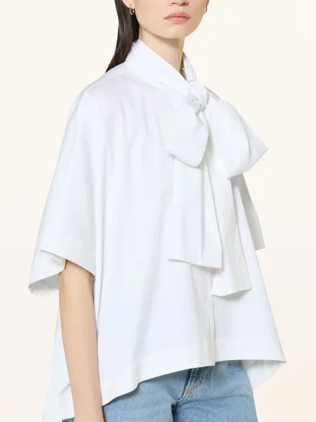 Milano Italy Bluzka Oversize Z Odpinanym Kołnierzykiem weiss biała