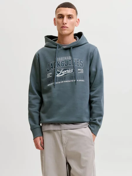 JACK & JONES Mikina tmavomodrá / čadičová biela
