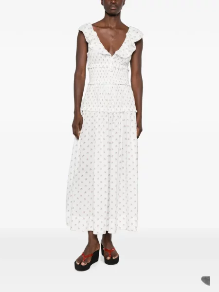 Rochie midi Dôen cu model floral cu imagine alb