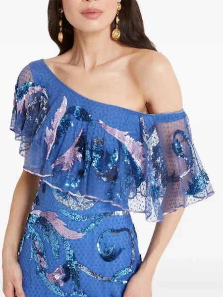 Костюм миди рокля Temperley London до коляното синьо