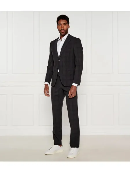 BOSS BLACK Gyapjú öltöny fekete