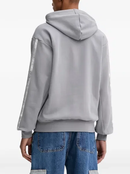 Prugasta majica s kapuljačom Adidas s autogramom siva