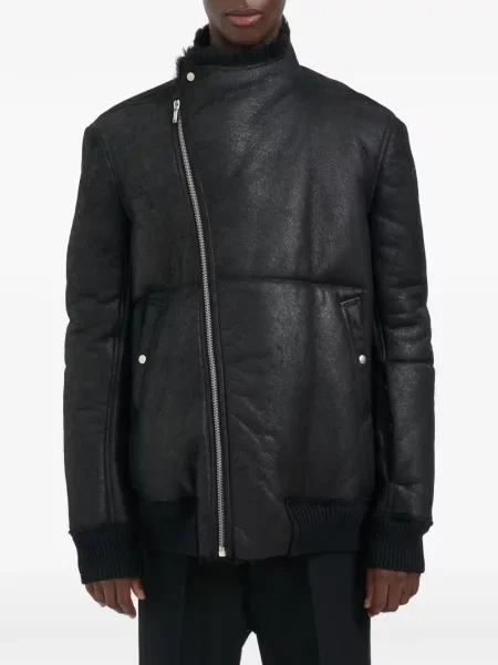 Geacă bomber Rick Owens din piele de oaie negru
