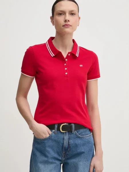 Тениска с яка Tommy Hilfiger червено