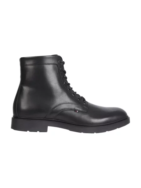 Botki Tommy Hilfiger sznurowane skórzane na platformie czarne