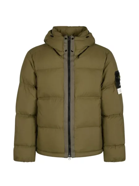 Geacă cu puf Stone Island cu strasuri verde
