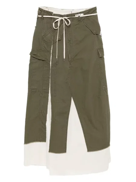 Spódnica Maison Mihara Yasuhiro z przetarciami zielona