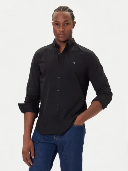 Klasická džínsová košeľa Calvin Klein Jeans keper čierna
