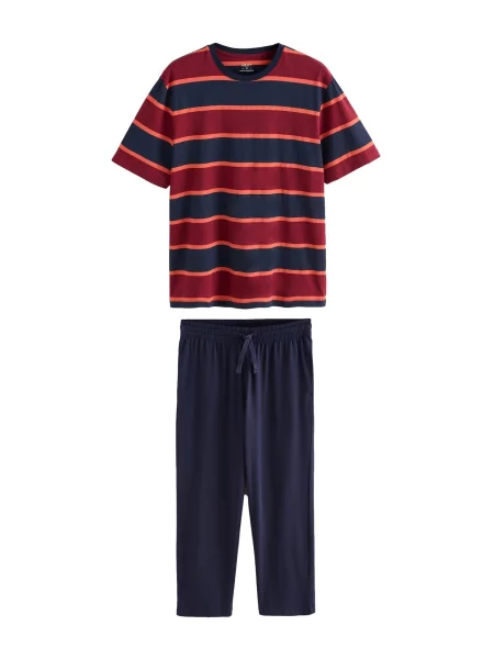 Next Pijama lungă albastru marin deschis roșu