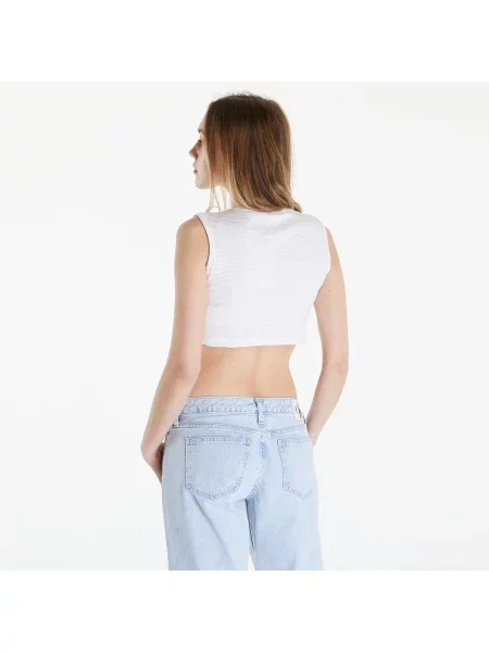 Calvin Klein Jeans Aop Cropped Tank Top Warp Logo White λευκό