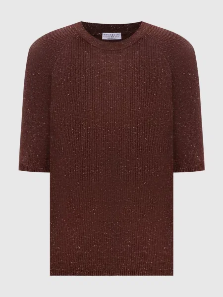 Топ з кашеміром з люрексом Brunello Cucinelli коричневий