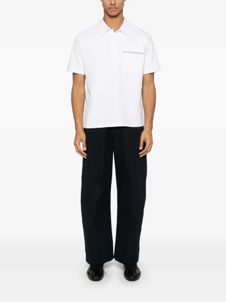 Polo Thom Browne din jerseu alb