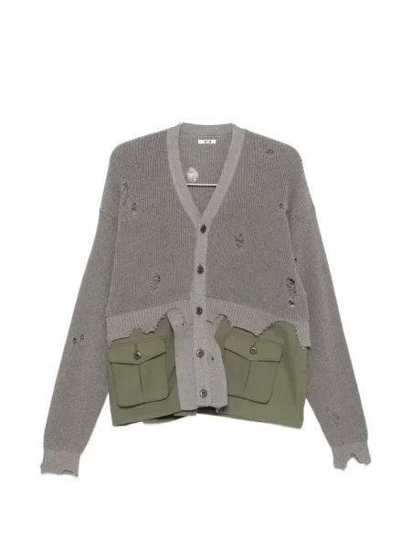 Kardigan Khoki z przetarciami szary
