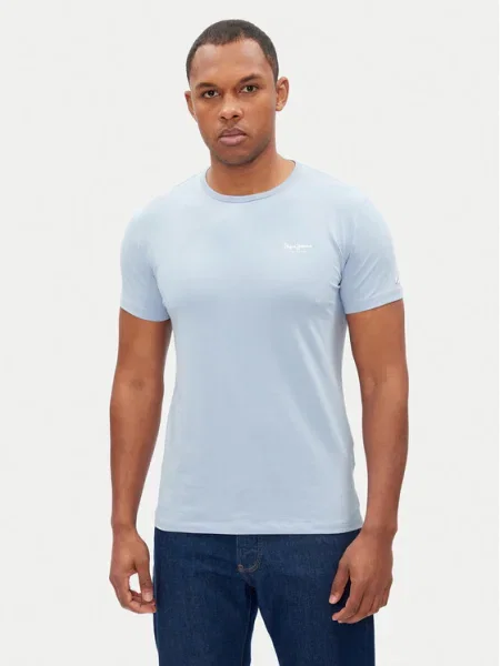 Тениска Pepe Jeans ORIGINAL BASIC 3N синьо с принт светлосиньо