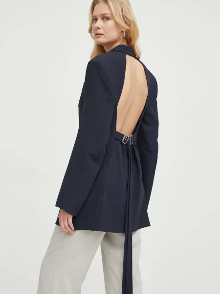 BOSS marynarka jednorzędowa gładka granatowy