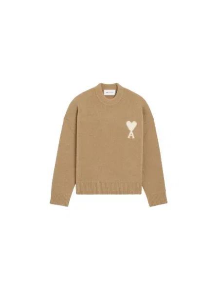 Sweter Ami Paris wełniany beżowy