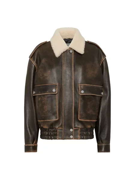 Kurtka skórzana Philipp Plein brązowa
