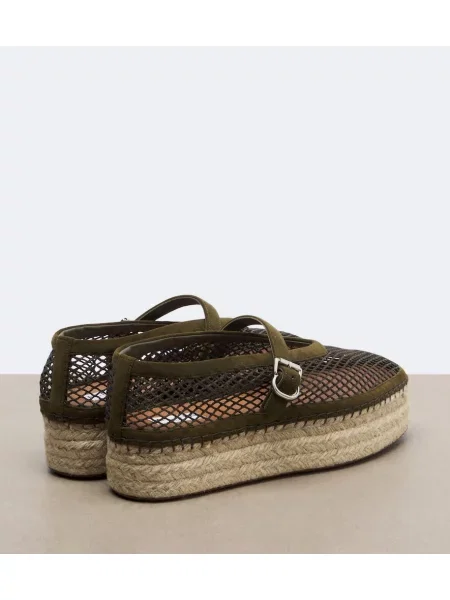 Espadrile Alaïa din piele de căprioară de plasă verde