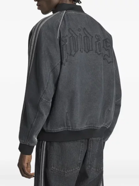 Geacă de blugi Adidas cu broderie negru
