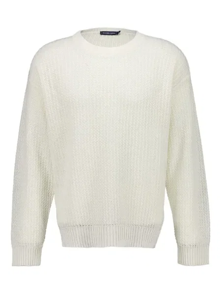 Pulover Frescobol Carioca de in cu decolteu rotund alb