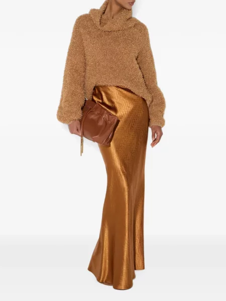 Fustă Elisabetta Franchi din satin maro