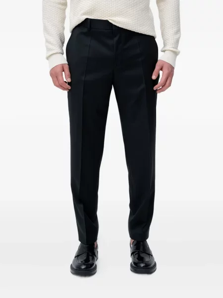 Pantaloni Boss de lână cu autograf negru