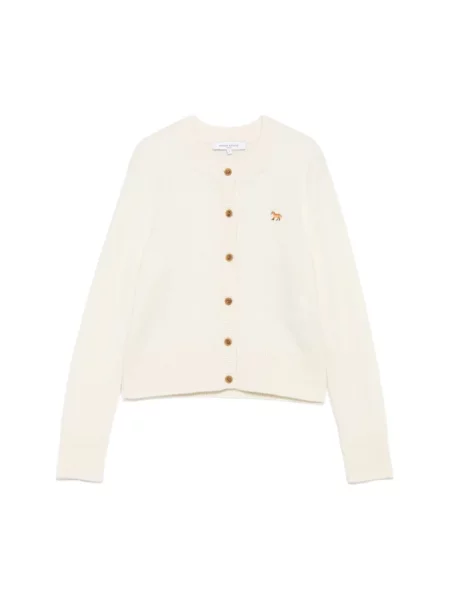 Maison Kitsuné kardigan wełniany Baby Fox Lambswool Fitted beżowy