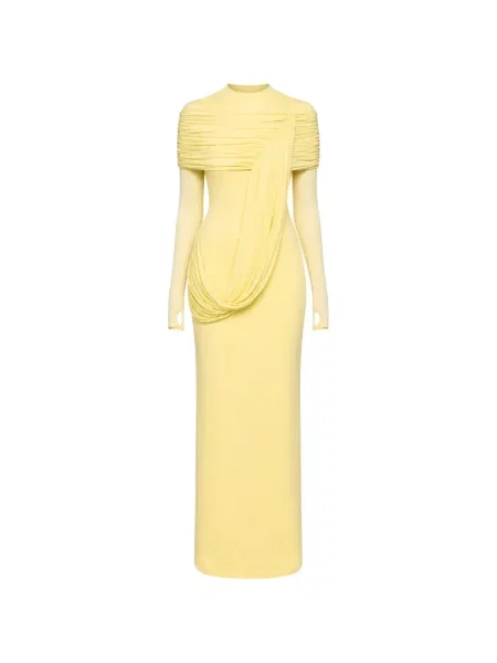 Lung rochie Chats By C.dam drapată galben