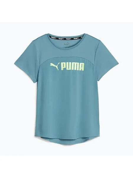 Дамска тренировъчна тениска PUMA Fit Logo Ultrabreathe bold blue/speed green синьо