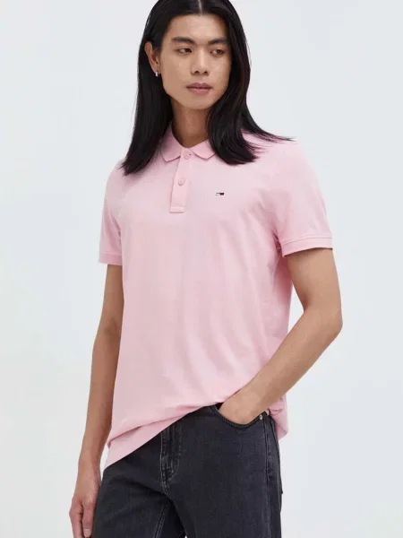 Tommy Jeans μπλουζάκι πόλο ροζ
