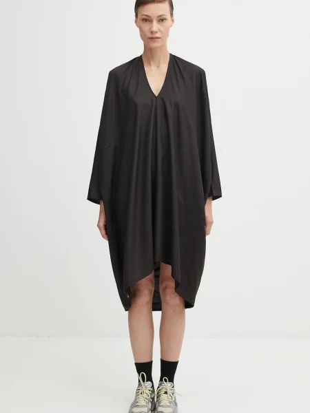 Hedvábné šaty Visvim ruana dress l/s černé